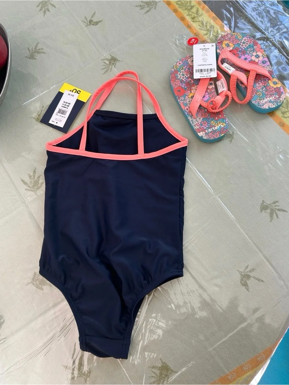 Disney Baby Gap Minnie Mouse Swimsuit NWT Size 4 + Carter’s Flip Flops Size 7-8